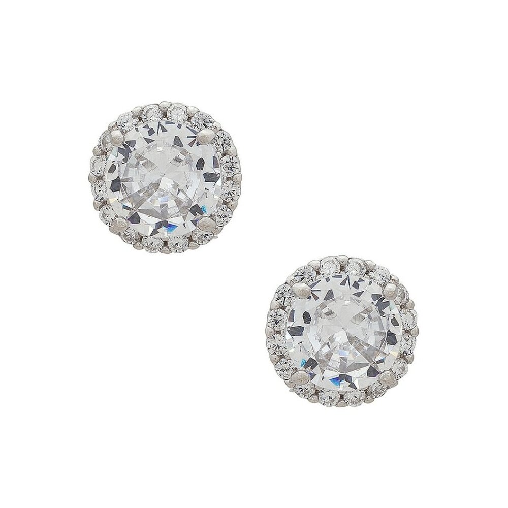 SHASHI Halo Studs in Silver diamond round earrings sterling silver